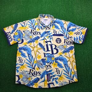Tampa Bay Rays Hawaiian Shirt Mens XL Floral Dave Wills MLB Baseball Button Up
